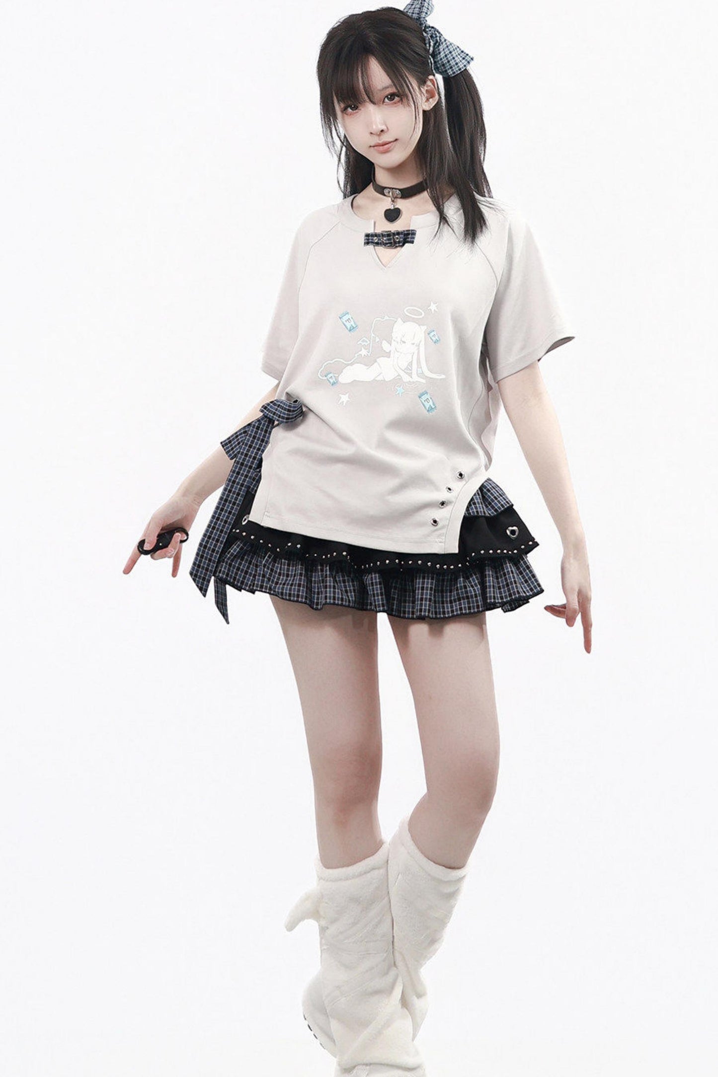 고양이 천사 다크 소녀풍 상하의 세트