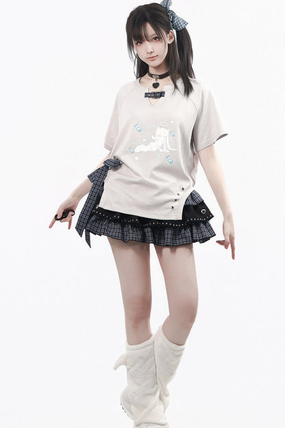 고양이 천사 다크 소녀풍 상하의 세트