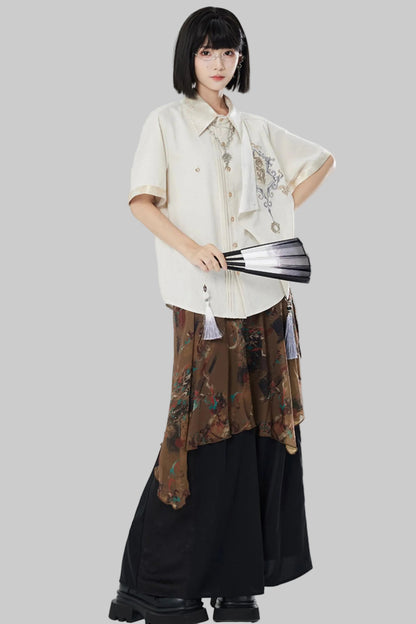 Chiffon Print Multiway Apron Skirt
