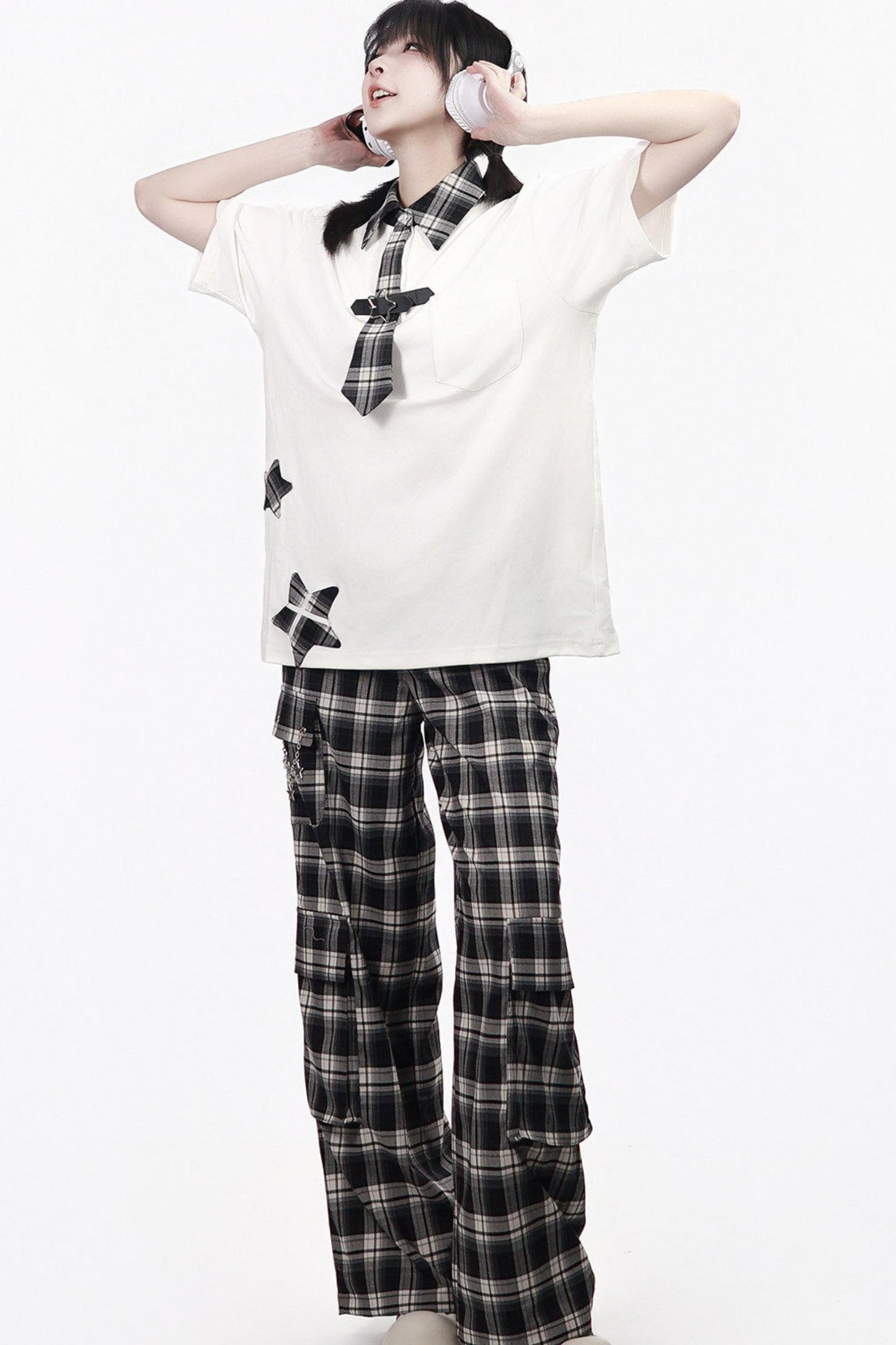 Plaid Necktie Subculture Uniform Set