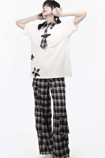 Plaid Necktie Subculture Uniform Set