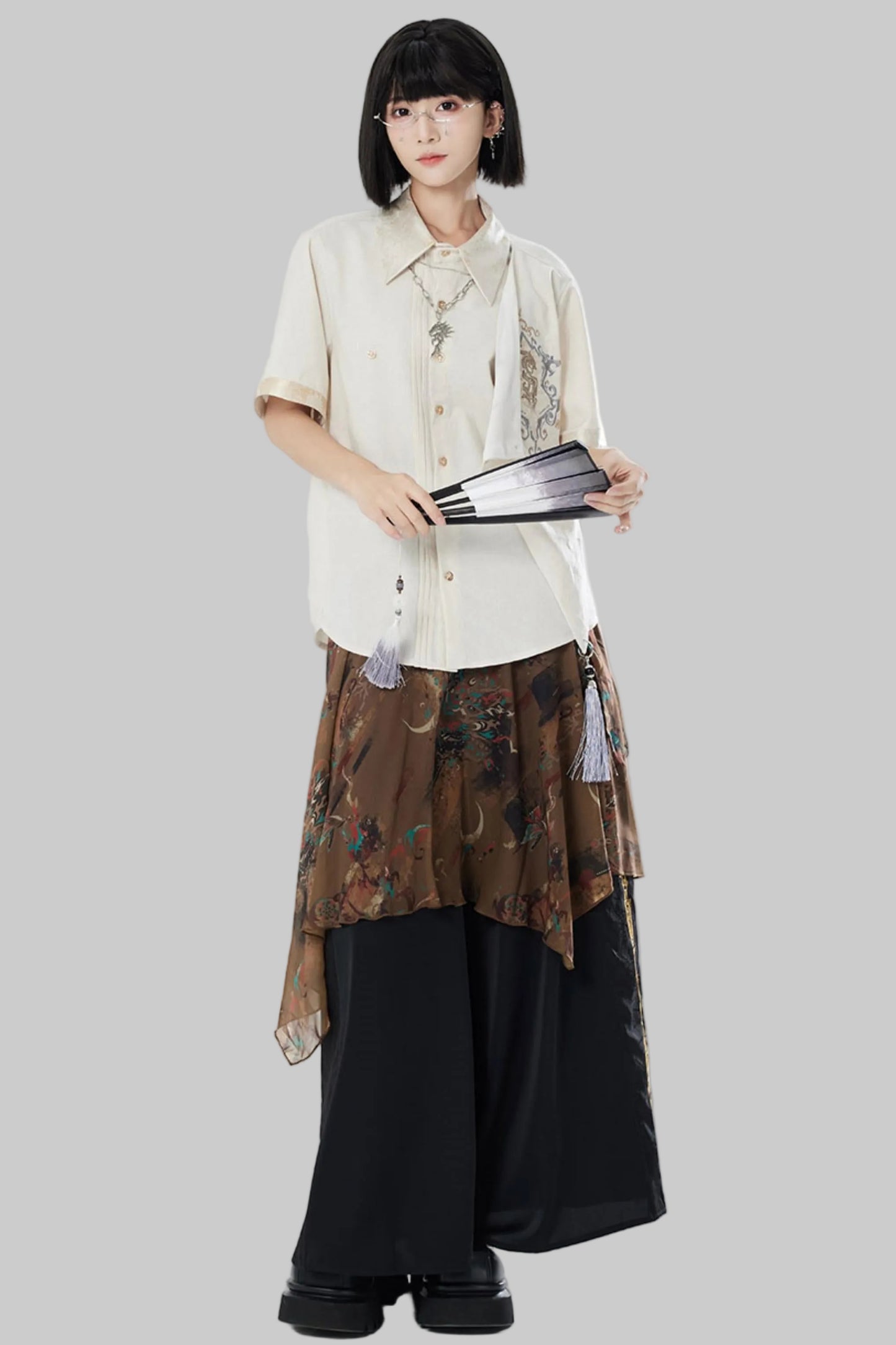 Chiffon Print Multiway Apron Skirt