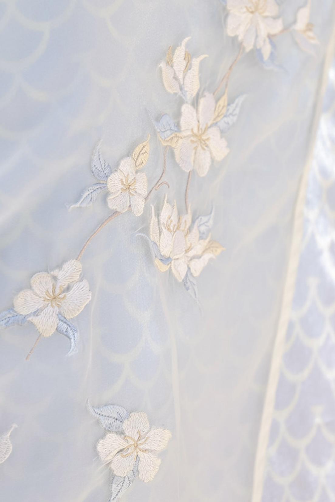 人魚姫の花刺繍レースチャイナドレス