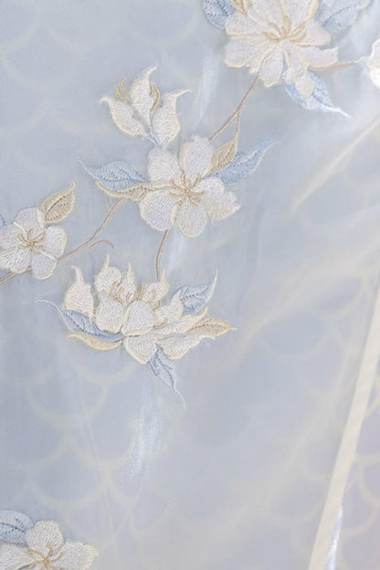 人魚姫の花刺繍レースチャイナドレス