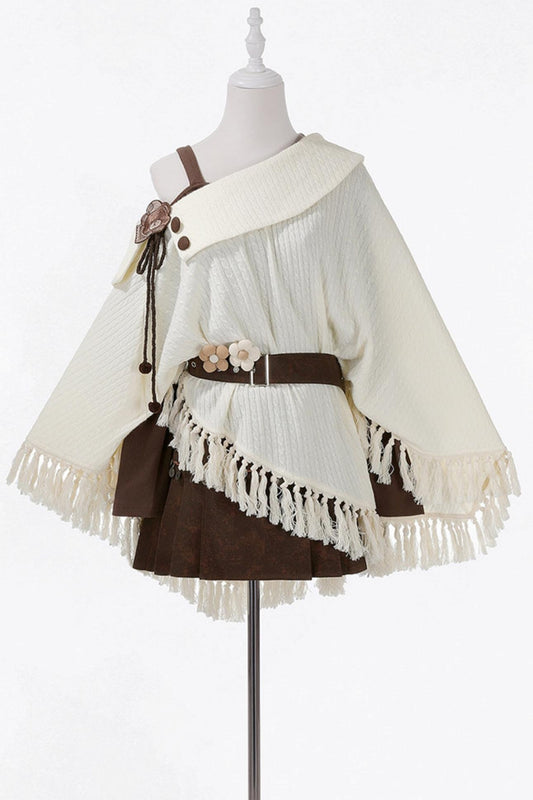 Dappled Sunlight Knit Poncho Set