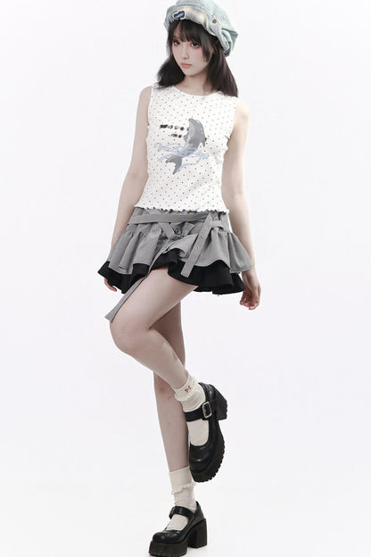 Sommerweste mit Delfinprint + UV-Jacke + Rock