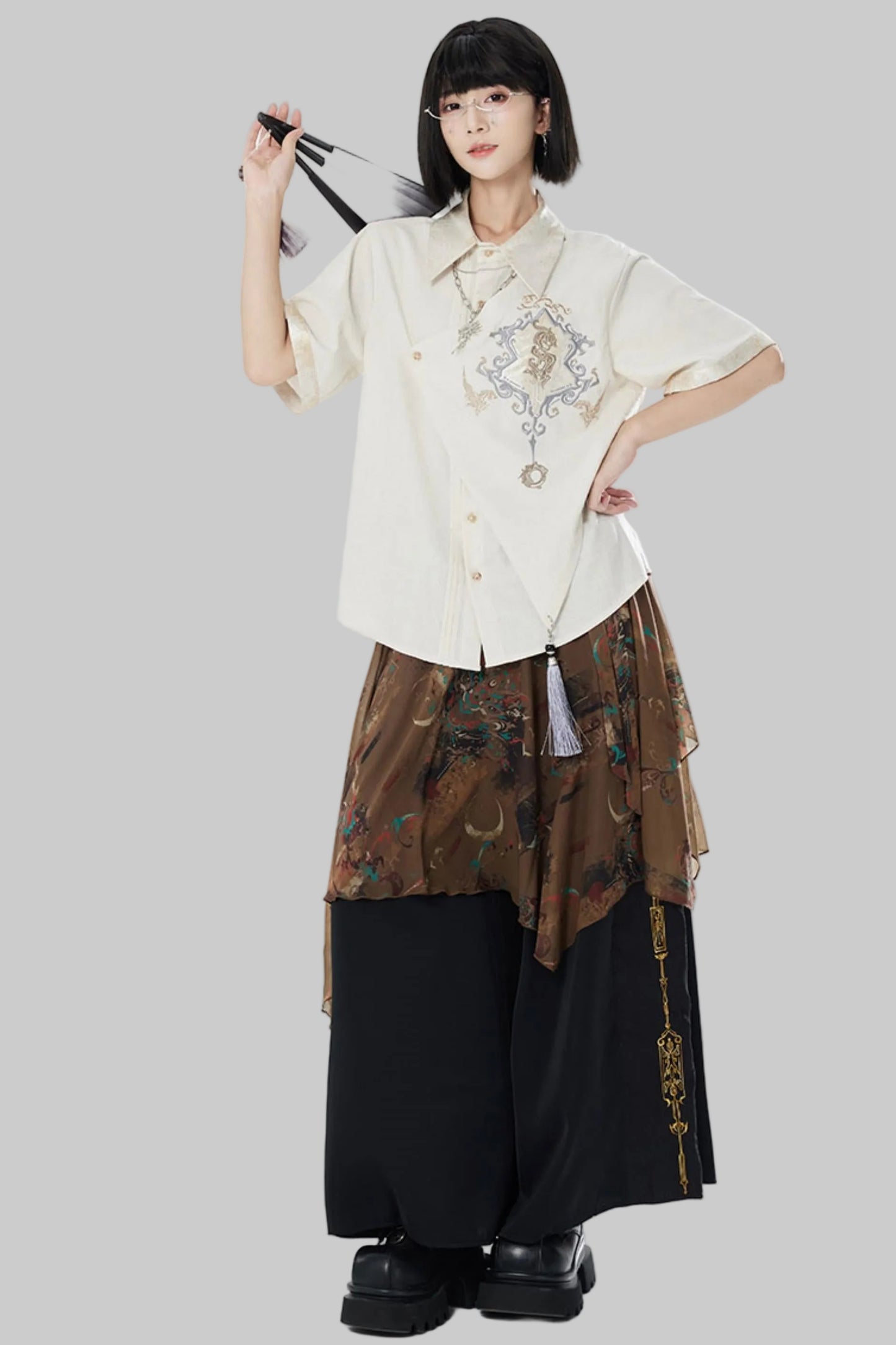 Chiffon Print Multiway Apron Skirt