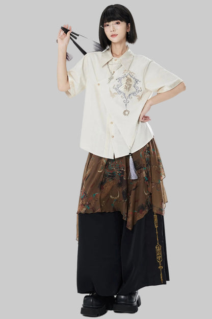 Chiffon Print Multiway Apron Skirt