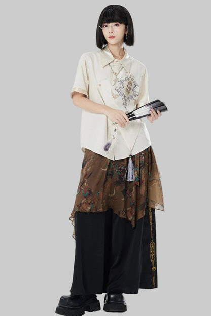 Chiffon Print Multiway Apron Skirt