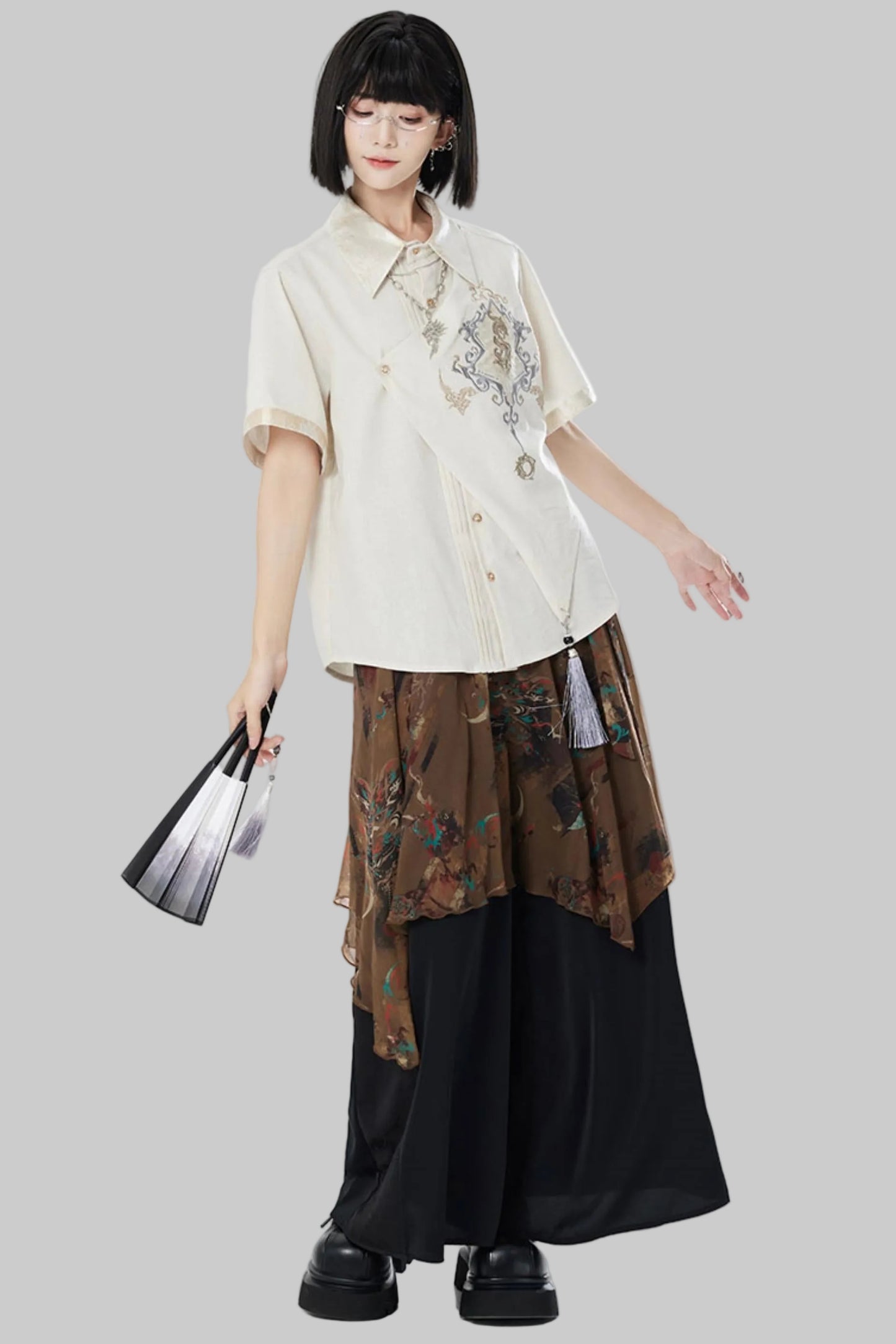 Chiffon Print Multiway Apron Skirt