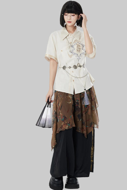 Chiffon Print Multiway Apron Skirt