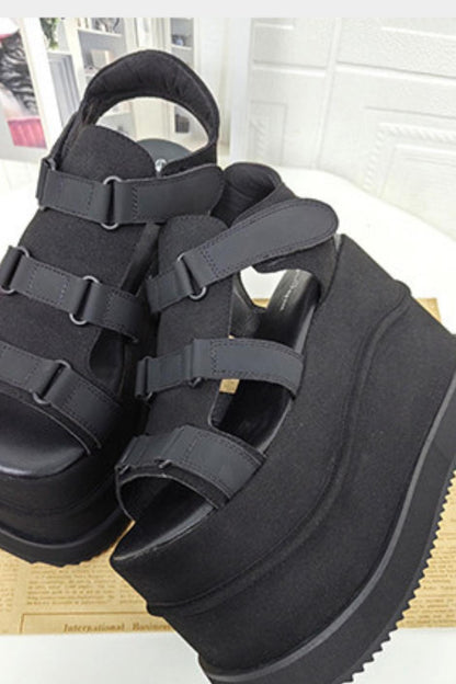 Dark Street Subculture Platform Sandals