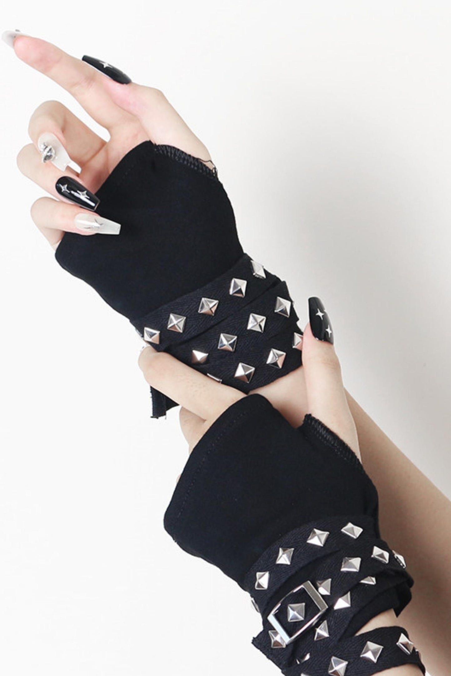 Punk Studded Half-Finger Arm Warmers