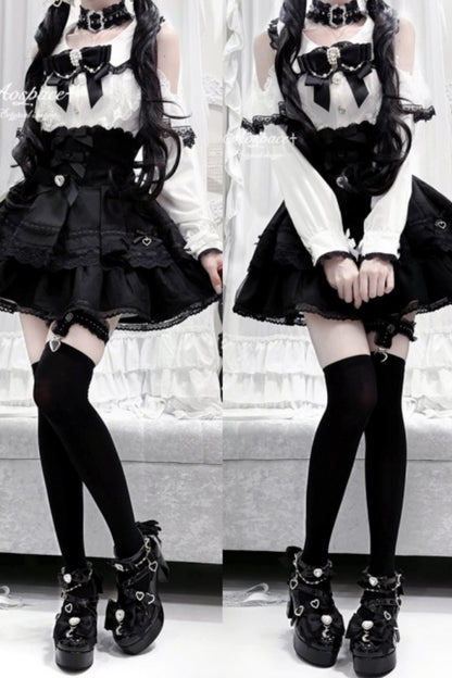 Off-Shoulder-Spitzenbluse im Jirai-Kei-Stil