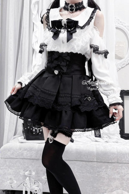Off-Shoulder-Spitzenbluse im Jirai-Kei-Stil