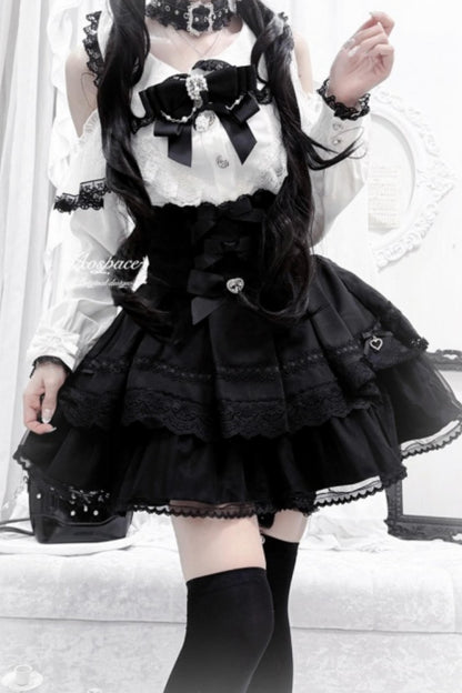Off-Shoulder-Spitzenbluse im Jirai-Kei-Stil