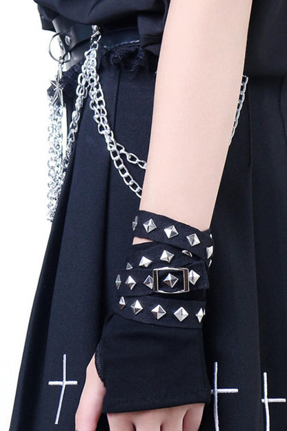 Punk Studded Half-Finger Arm Warmers
