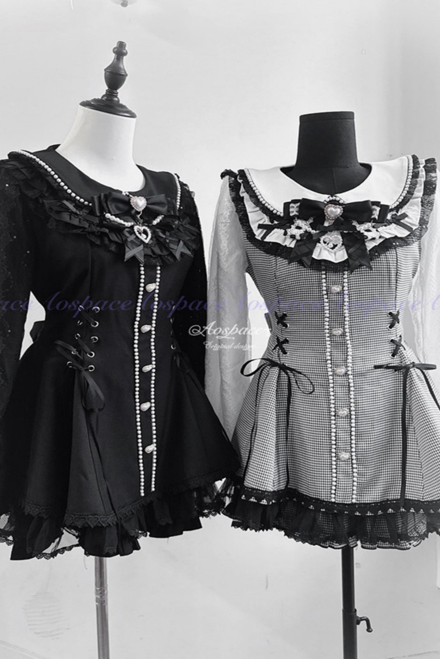 Lace Pearl Collar Long-Sleeve Set