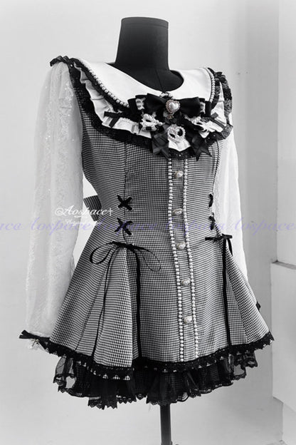 Lace Pearl Collar Long-Sleeve Set