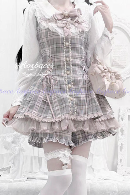 Lace Pearl Collar Long-Sleeve Set