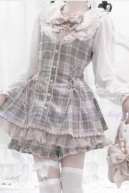 Lace Pearl Collar Long-Sleeve Set
