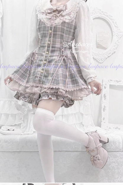 Lace Pearl Collar Long-Sleeve Set