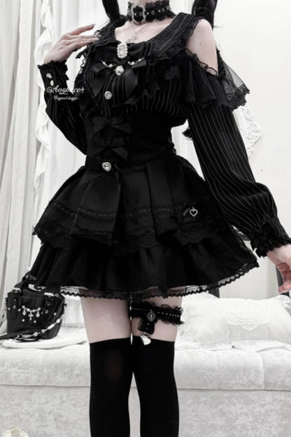 Off-Shoulder-Spitzenbluse im Jirai-Kei-Stil
