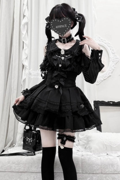 Off-Shoulder-Spitzenbluse im Jirai-Kei-Stil