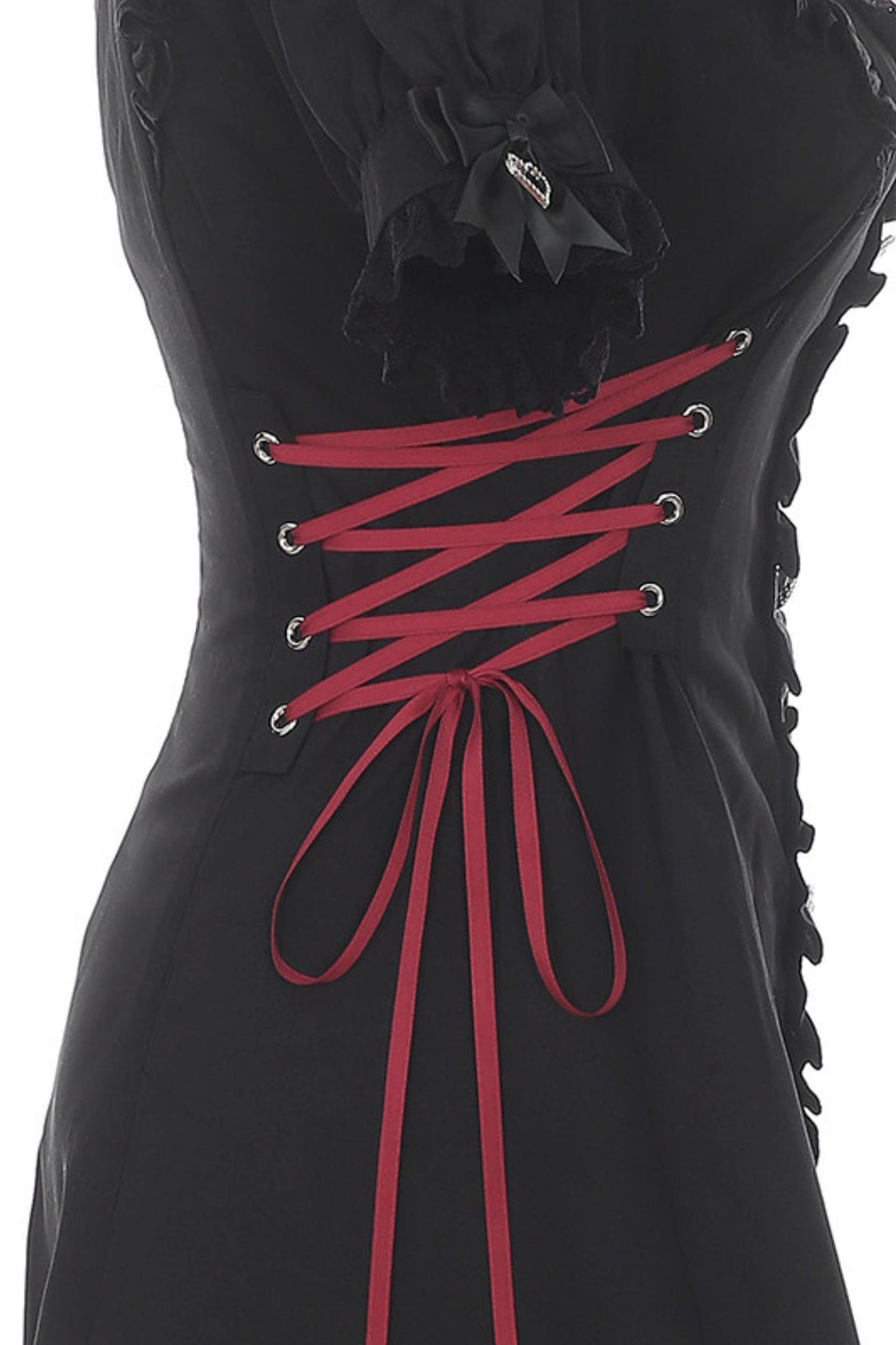 Black Red Lace Side Tie Dress