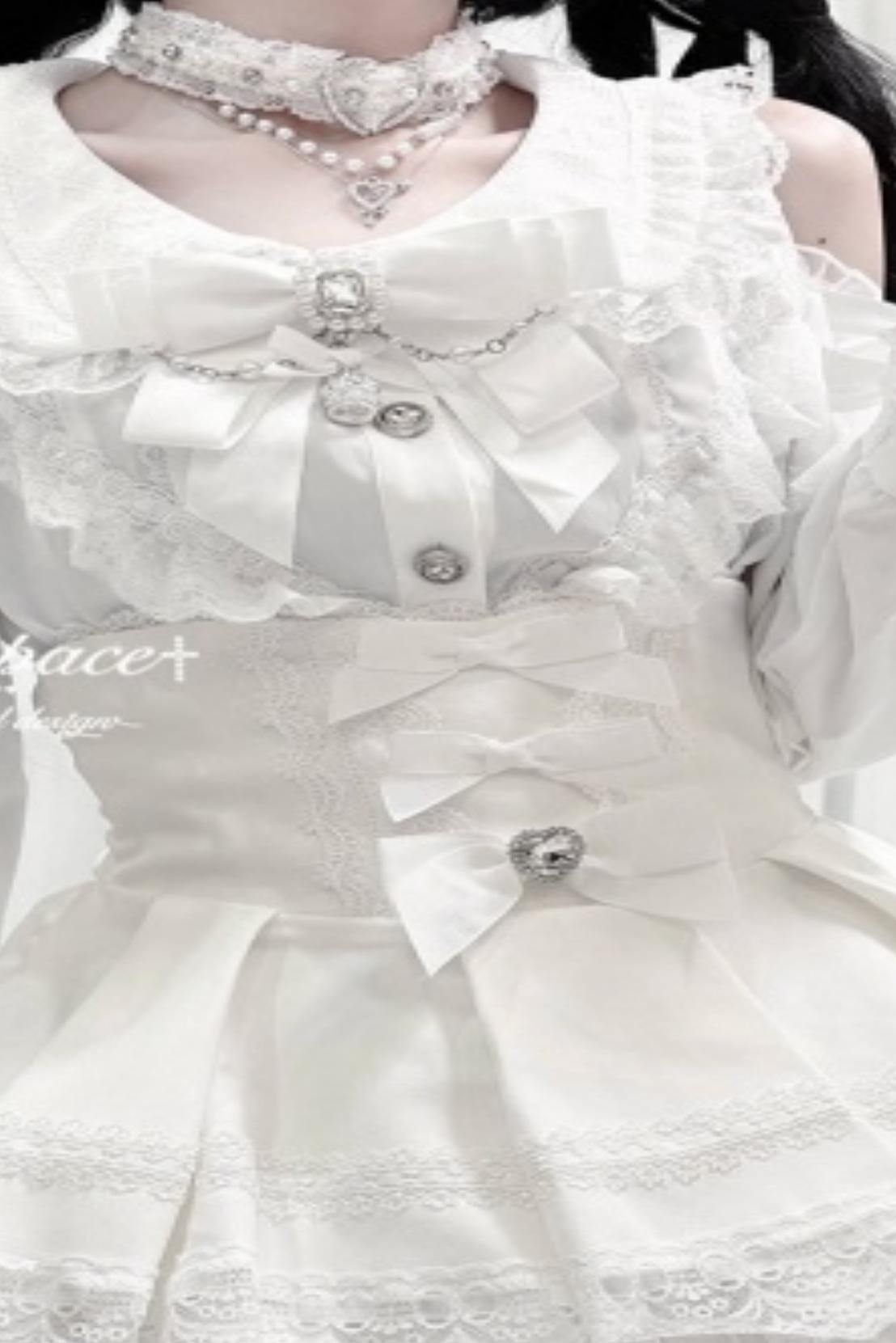 Off-Shoulder-Spitzenbluse im Jirai-Kei-Stil