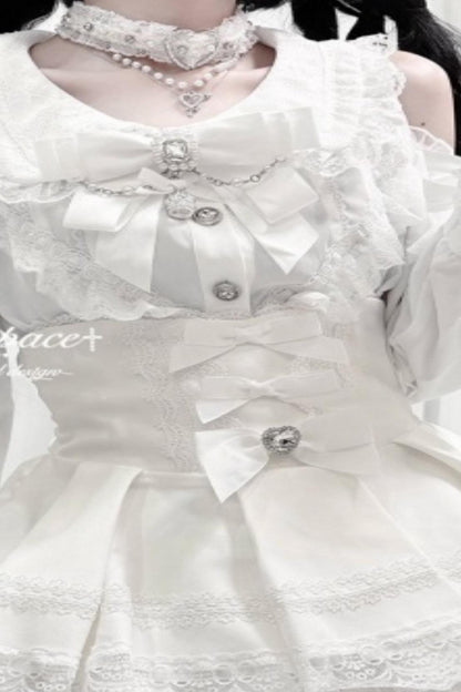 Off-Shoulder-Spitzenbluse im Jirai-Kei-Stil