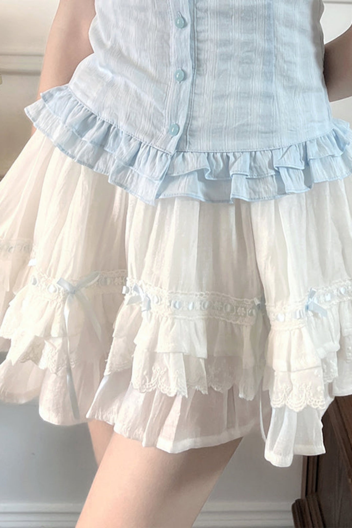 Chiffon Top Cake Skirt Set