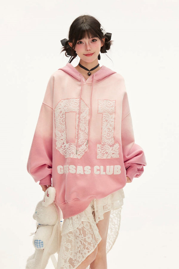 Retro Gradient Oversized Hoodie Sweatshirt