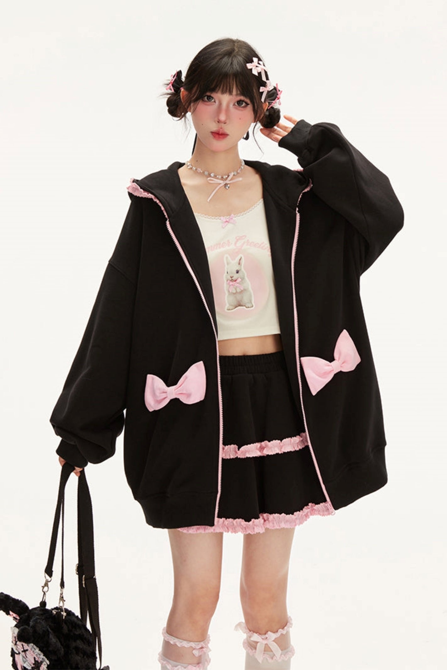 Sweet Cool Bow Hoodie + Ribbon Sweater