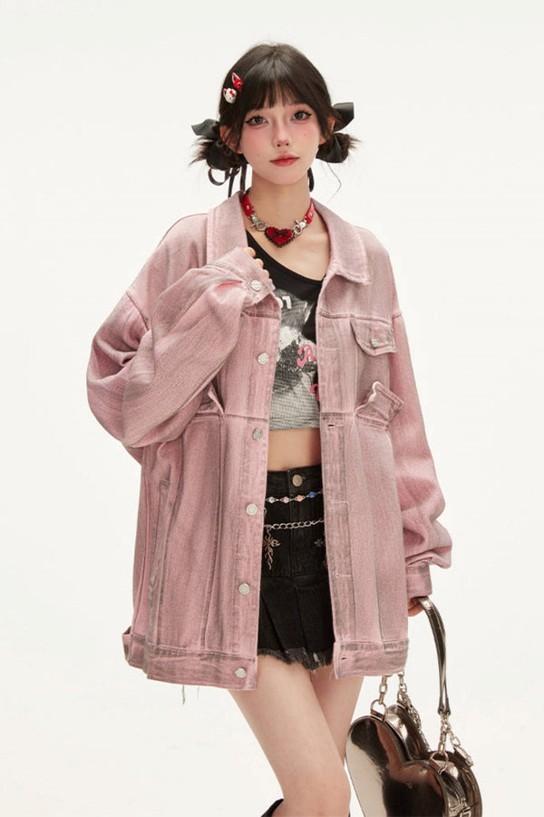 Spray Paint Oversized Denim Jacket