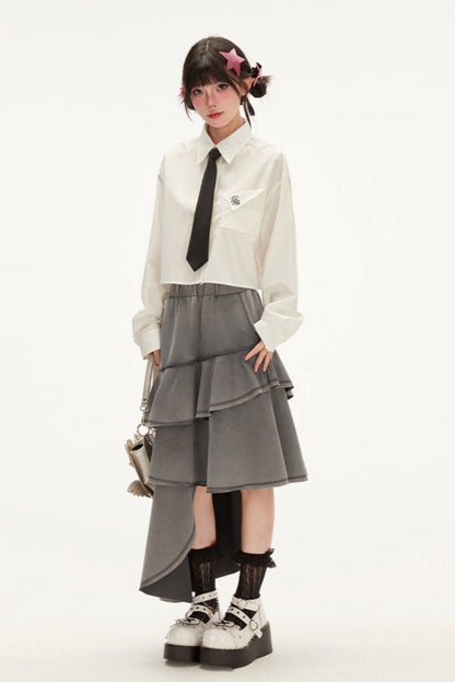 Irregular Flims Slim Midi Skirt