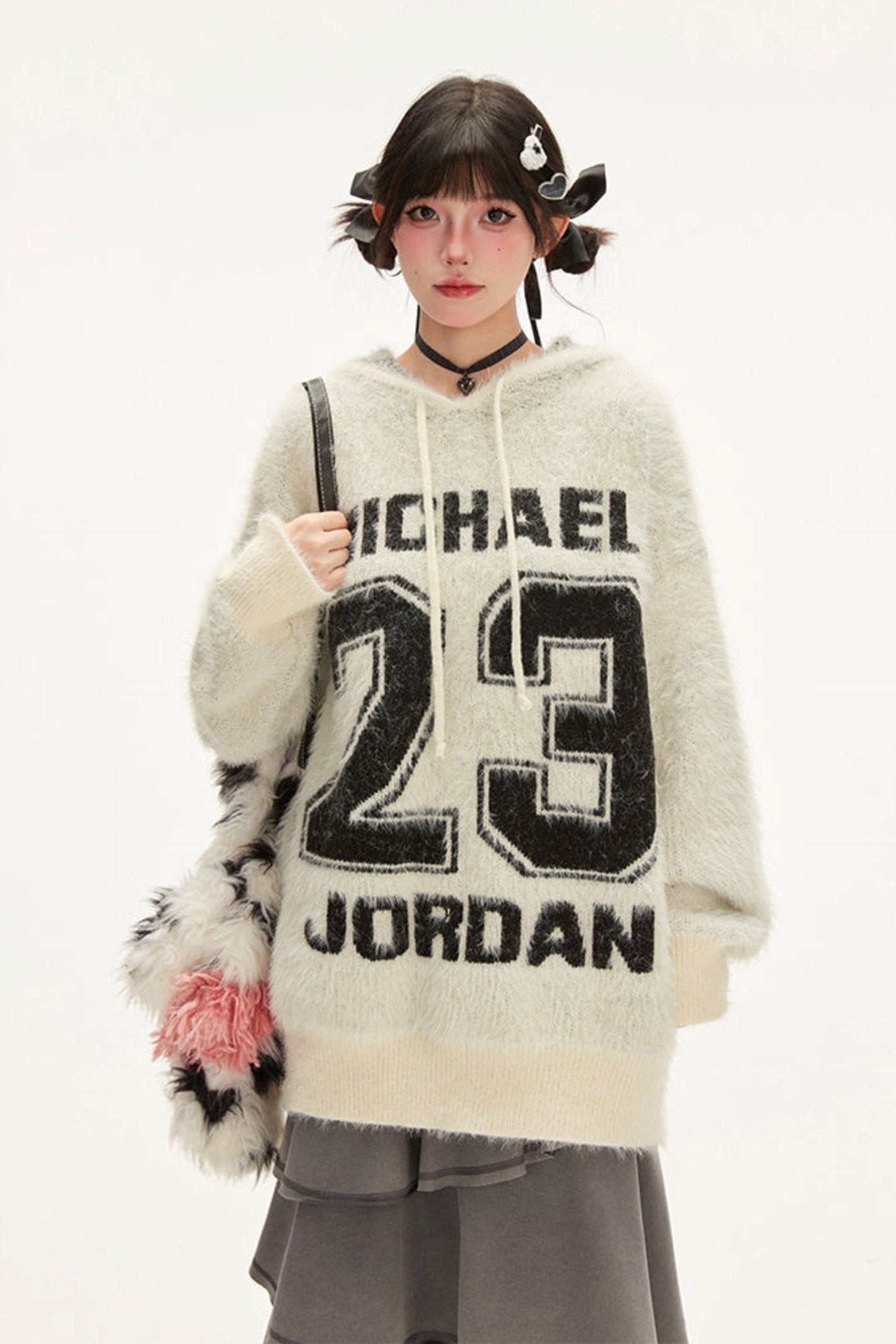 Contrast Hoody Alphabet Knit Sweater