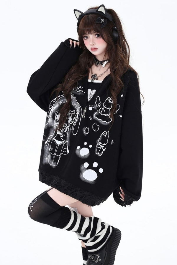 グラフィティラビットイヤーフーディースウェット