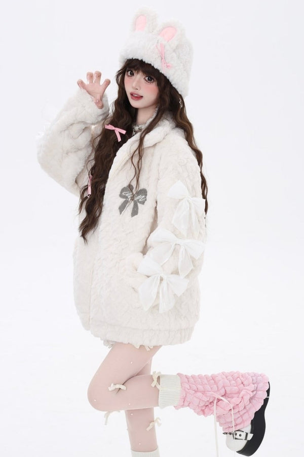 プラッシュボウデザインウィンターコート