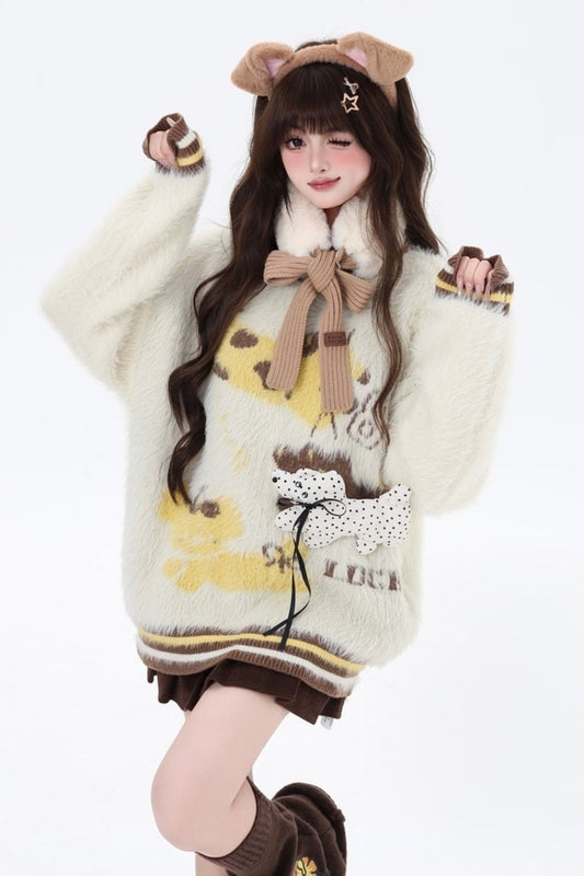 フォレストジャカードイミテーションミンクセーター