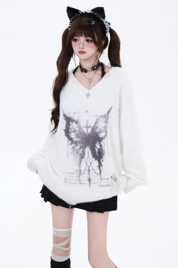 バタフライホルターネックツーピーススウェーター