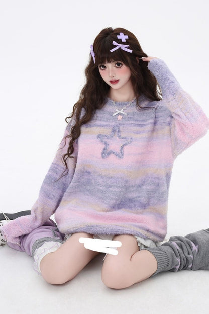 Dopamine Stripe Star Knit Sweater