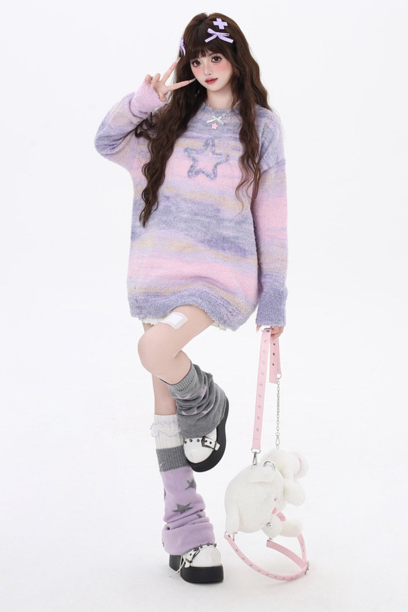 Dopamine Stripe Star Knit Sweater