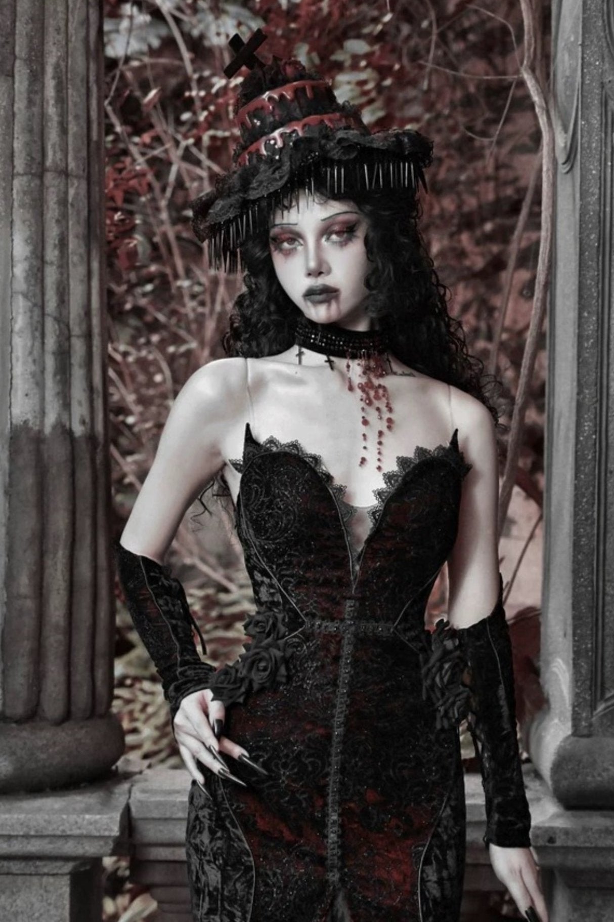 予約商品】ベルベットグリッターゴシックマーメイドドレス – Belchic