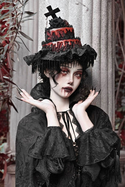 [Reservation product] Gothic mesh tail cake hat