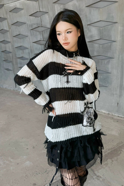 Loose Stripe Wool Knit Sweater