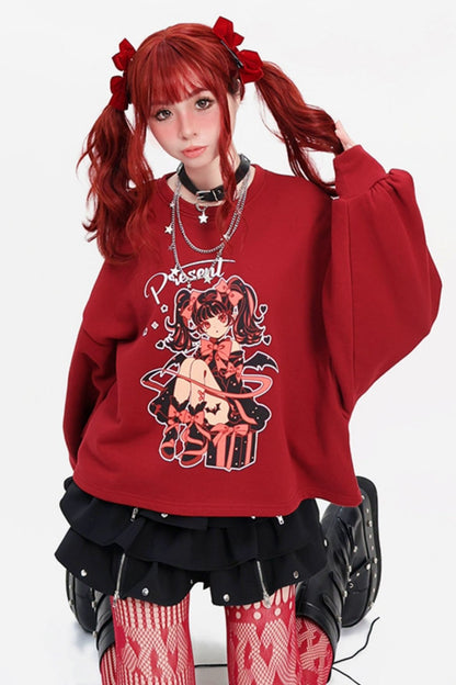 [Reservation product] Little Devil Rubber Bow Thai Y2K Sweat