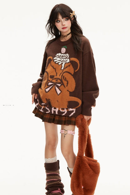 Bear Jacquard pullover knit sweater