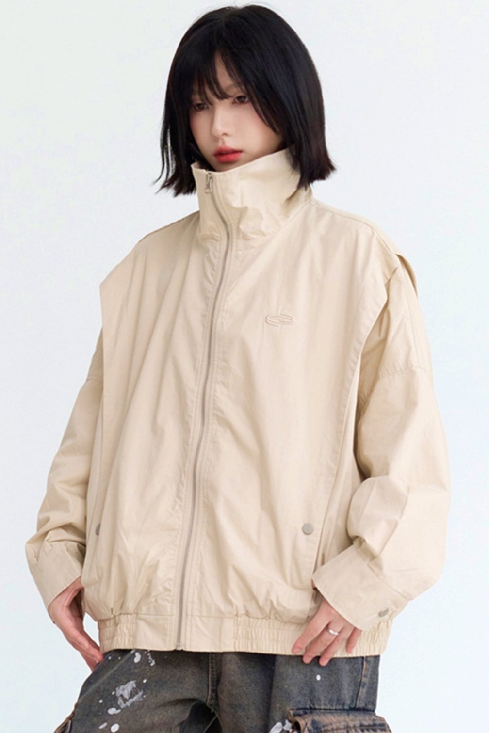 Stand color silhouette jacket