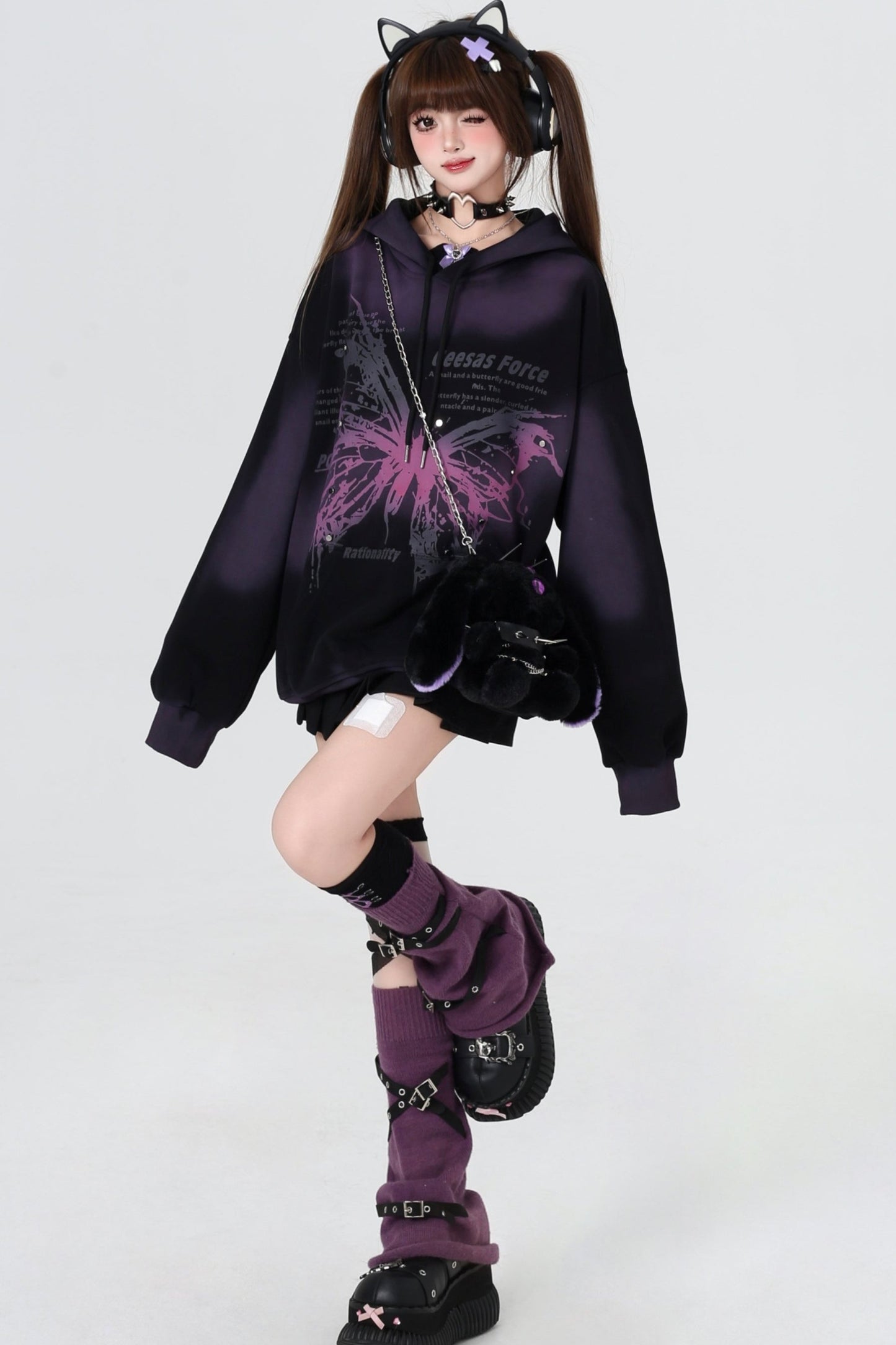 Gradient Butterfly Hooded Top